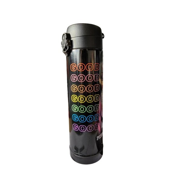 Victoria's Secret PINK Good Vibes black Rainbow Thermos Water Bottle with Flip L - Picture 2 of 7